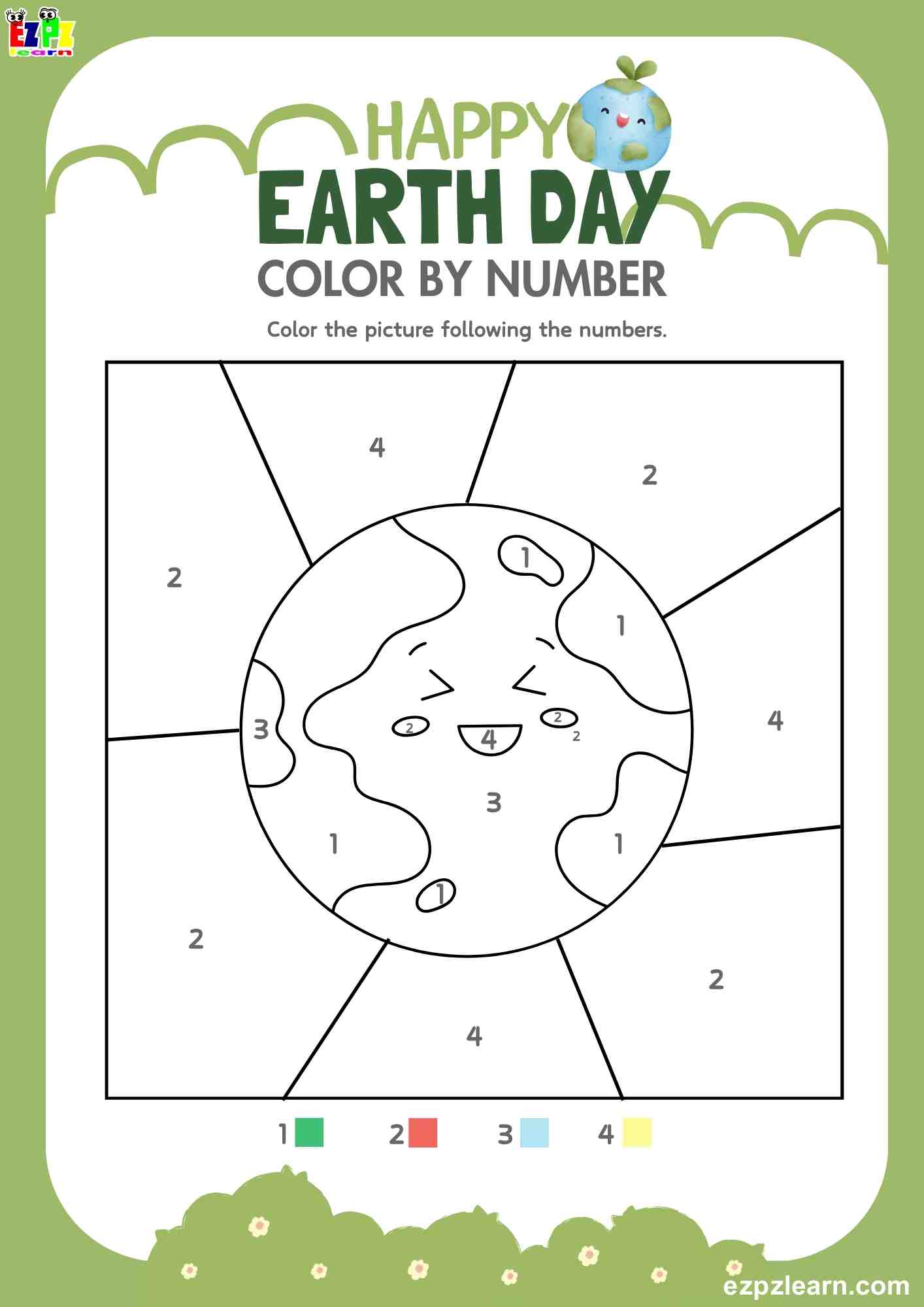 Earth Day Color by the Numbers - Ezpzlearn.com