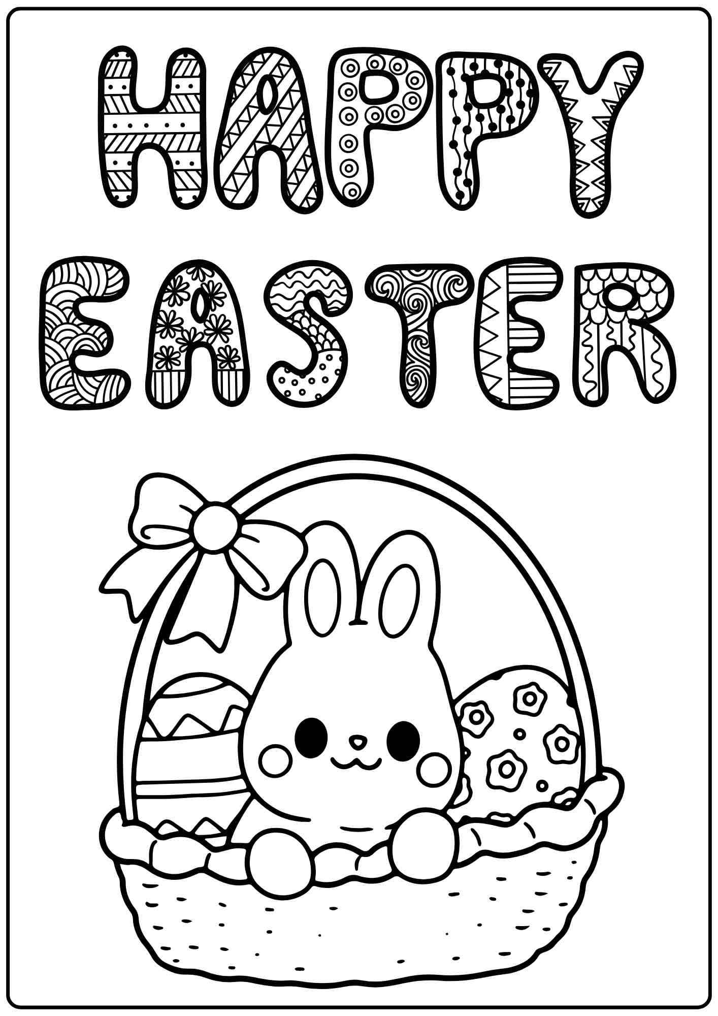 Easter Bunny in a Basket Coloring - Happy%20Easter%20coloring%2025 