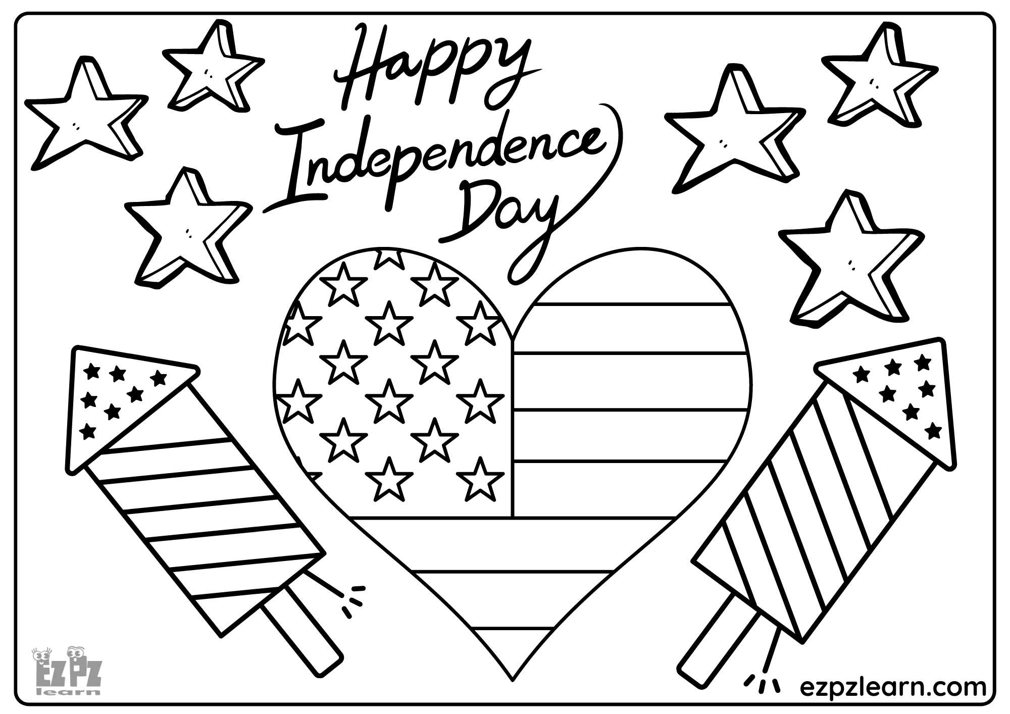 4th of July Independence Day Coloring Page 3 - Ezpzlearn.com