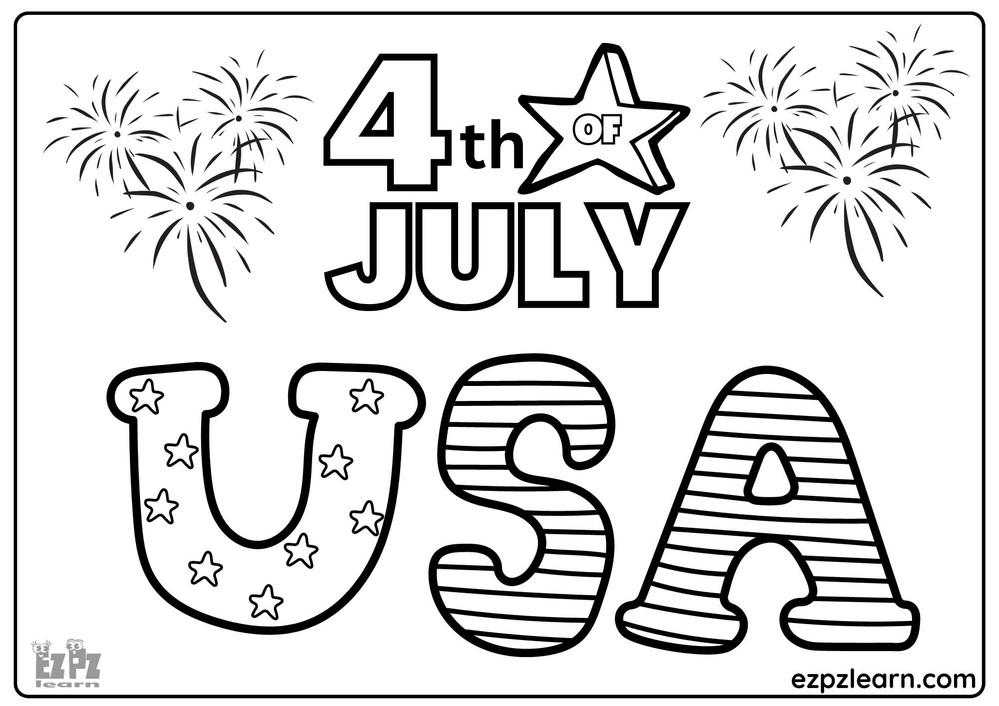 4th of July Independence Day Coloring Page 4 - Ezpzlearn.com