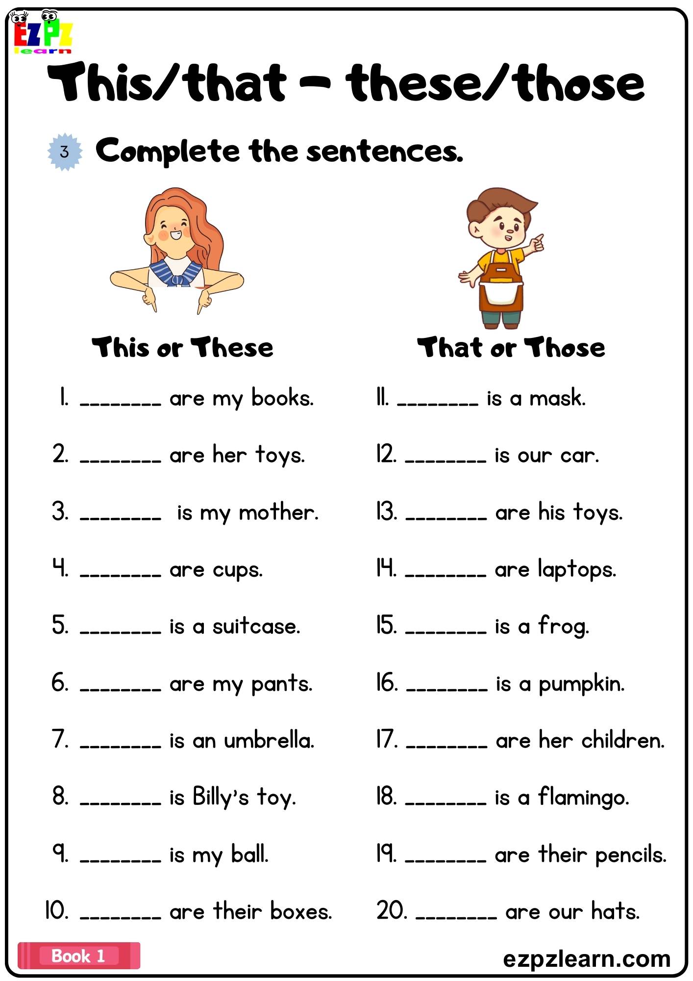 These Or Those Worksheet