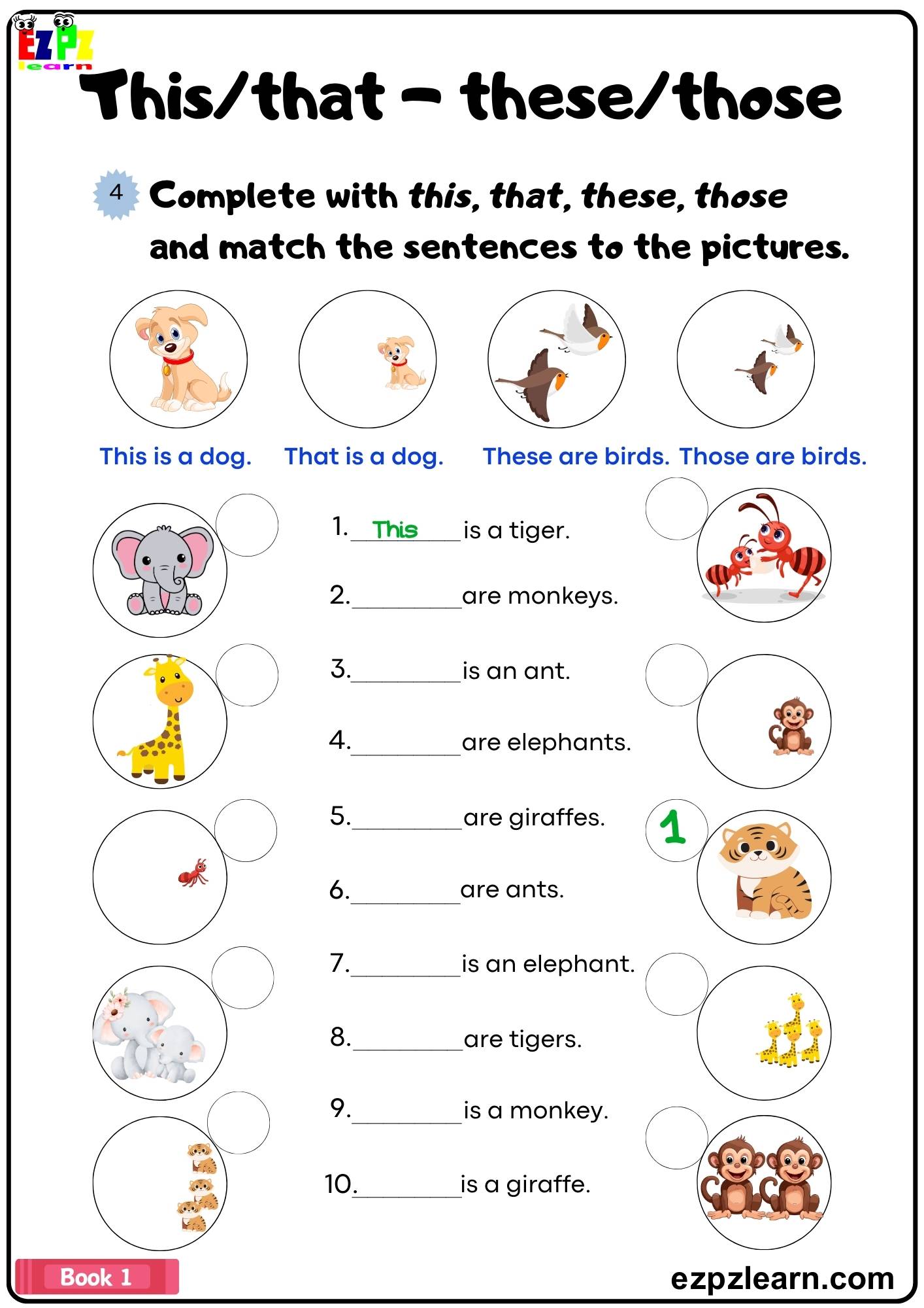 This/That These/Those Match the Answers and Fill in the Blanks Grammar ...