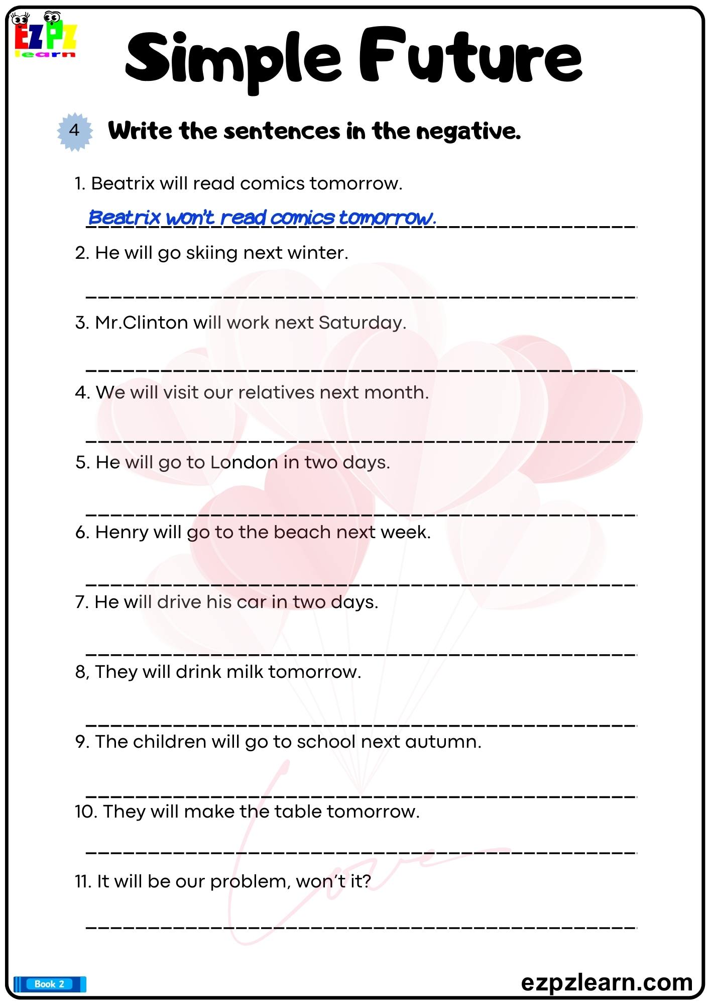 Simple future - ezpzlearn.com