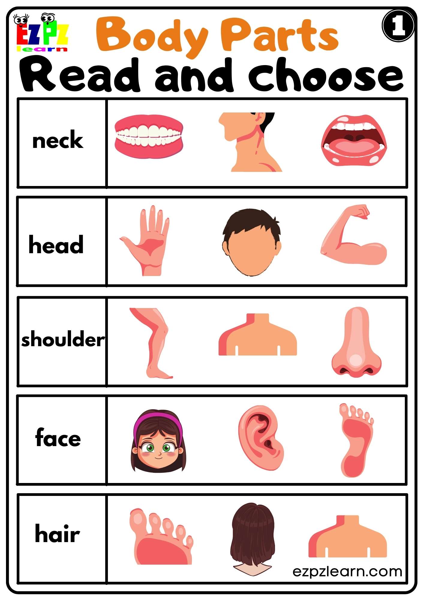Body - Ezpzlearn.com km-classroom-free-body-parts-poster
