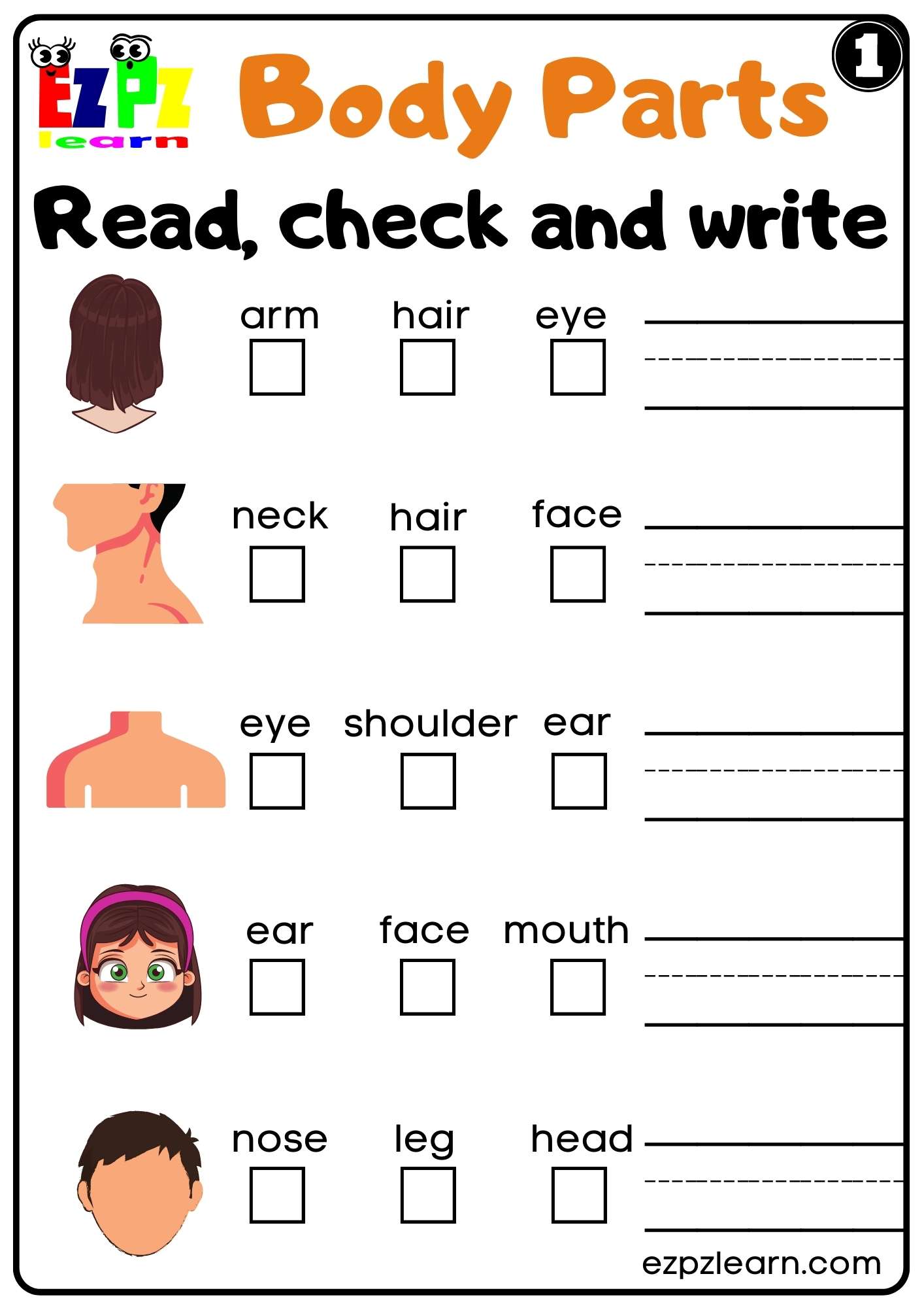 Body - Ezpzlearn.com for Free Printable Body Parts Worksheets For Preschool
