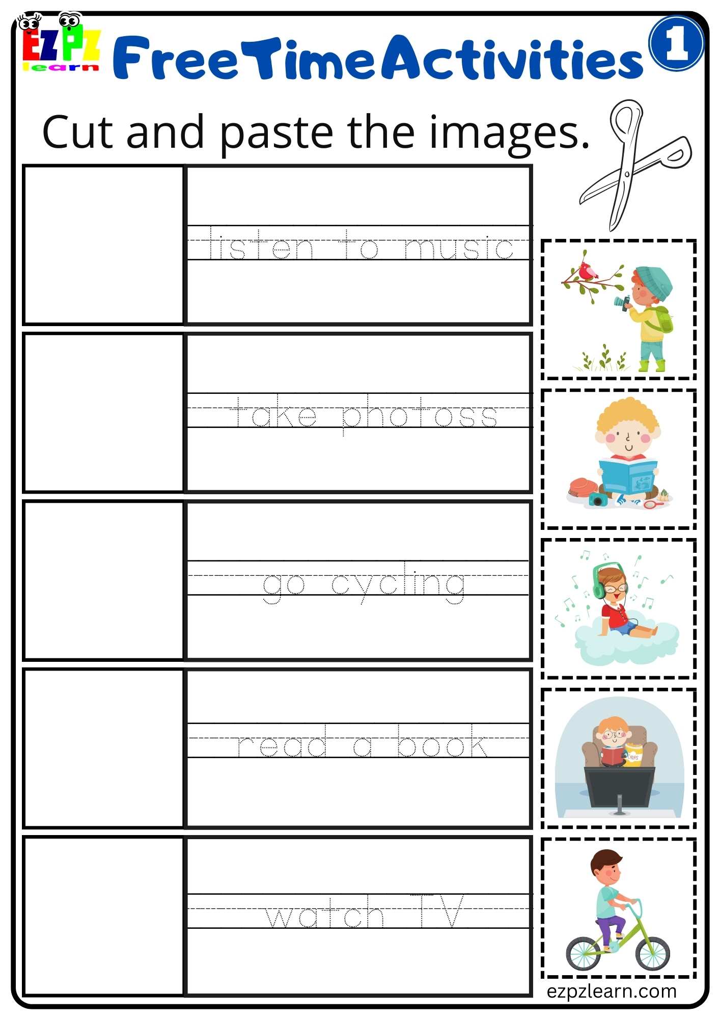 Cut And Paste (SUMMER Theme) Worksheet (FREE)