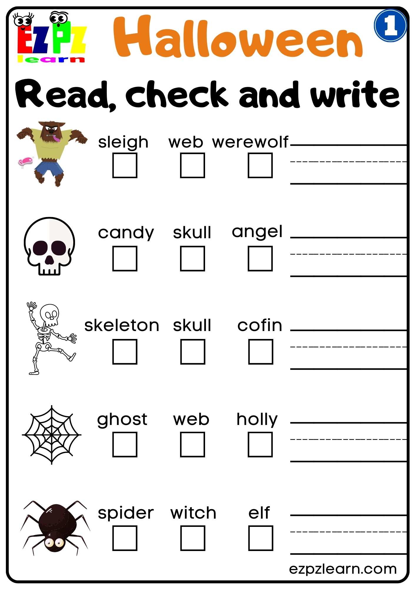 Halloween Spelling Worksheets