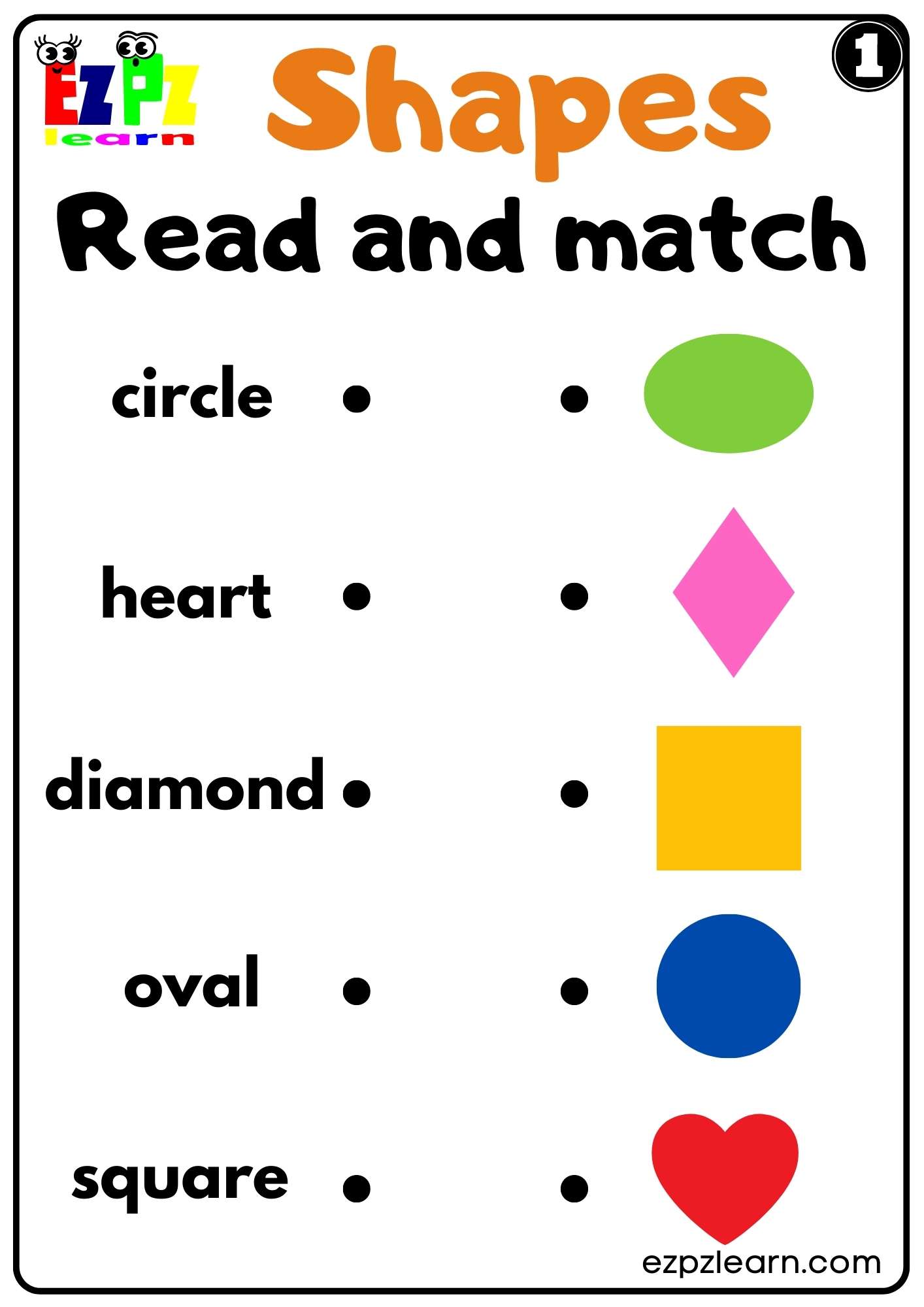 Shapes Read And Match Worksheet For Home Schooling Kindergarten And Esl 