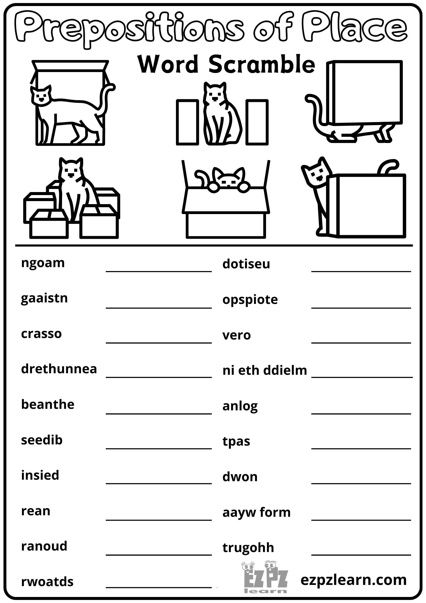 Prepositions - ezpzlearn.com