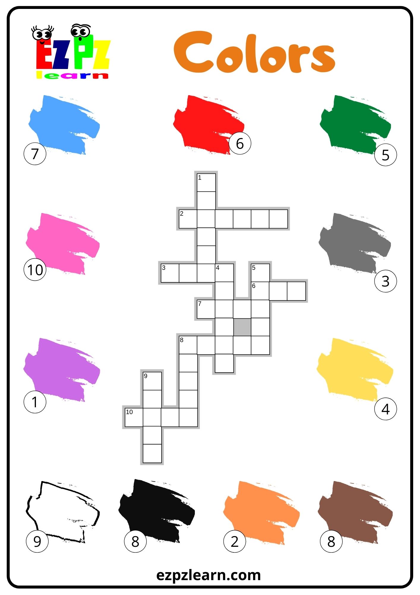 Colors Crossword Ezpzlearn com