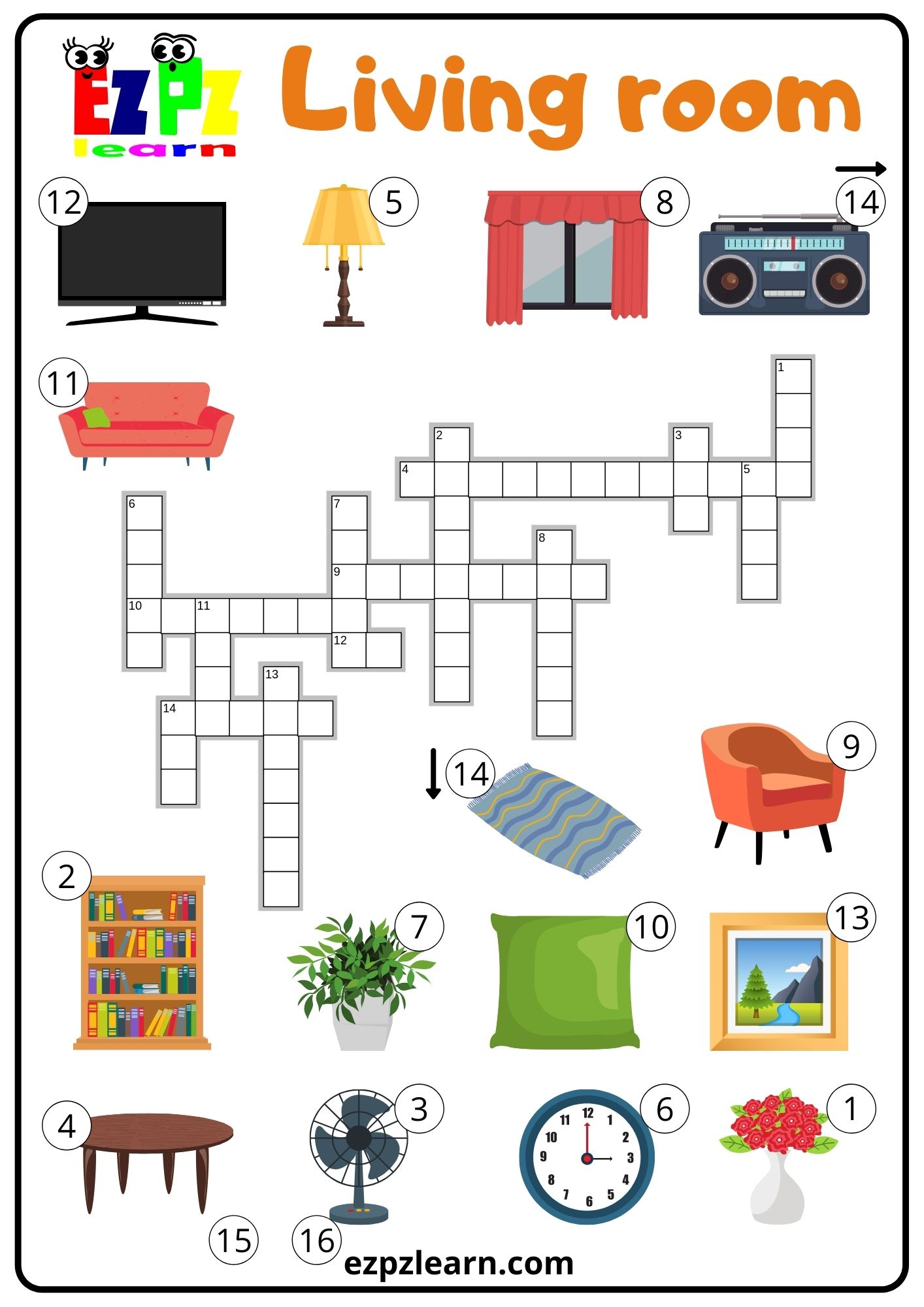 Living Room Crossword Ezpzlearn com Living Room Crossword Ezpzlearn com