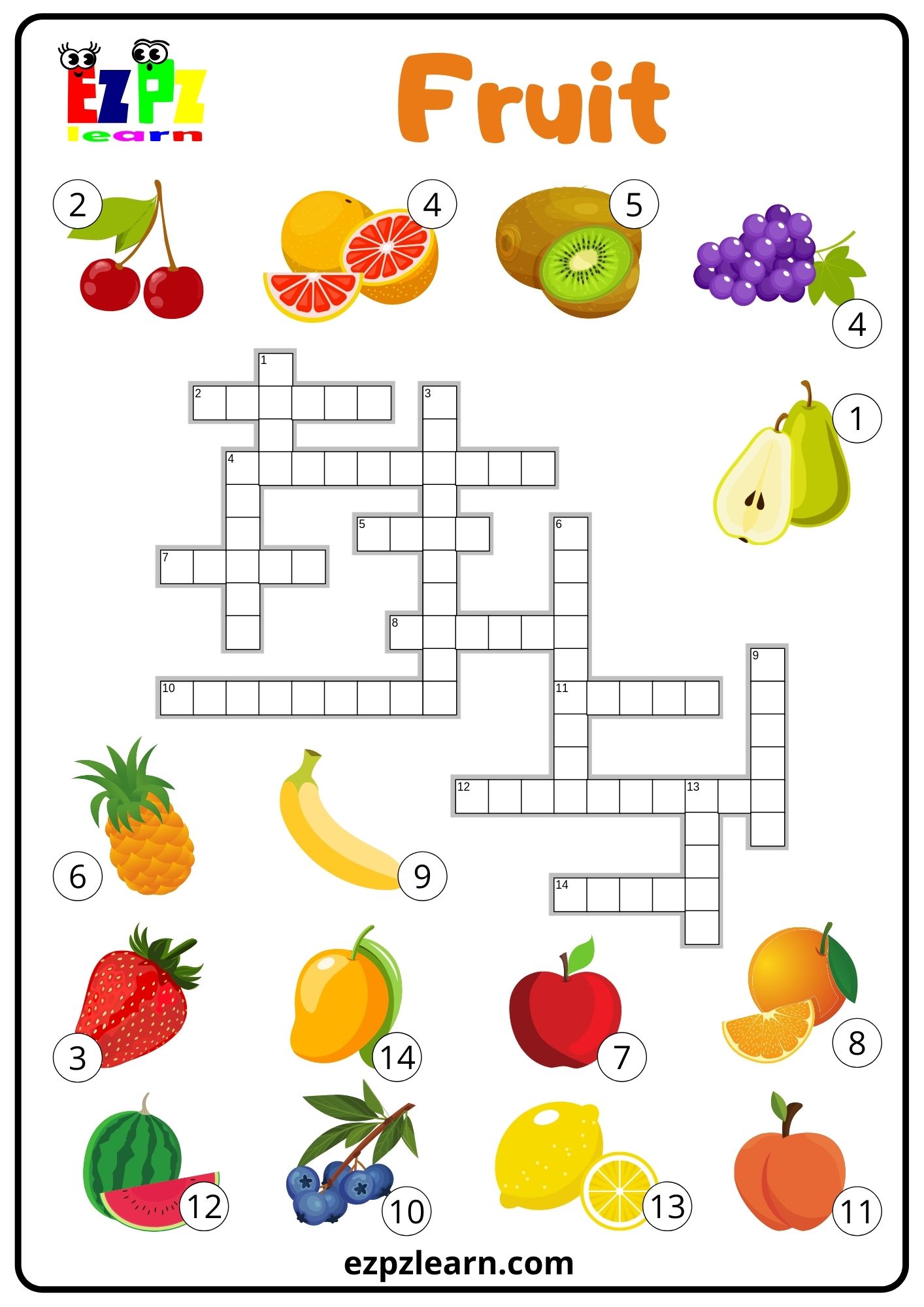 Fruit Crossword Ezpzlearn com Fruit Crossword Ezpzlearn com