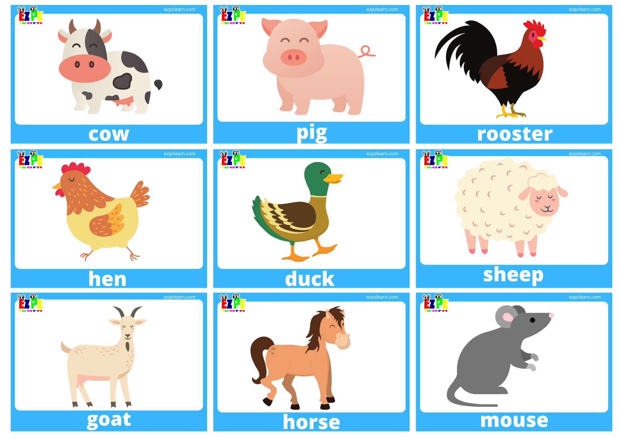 Farm Animals - Ezpzlearn.com