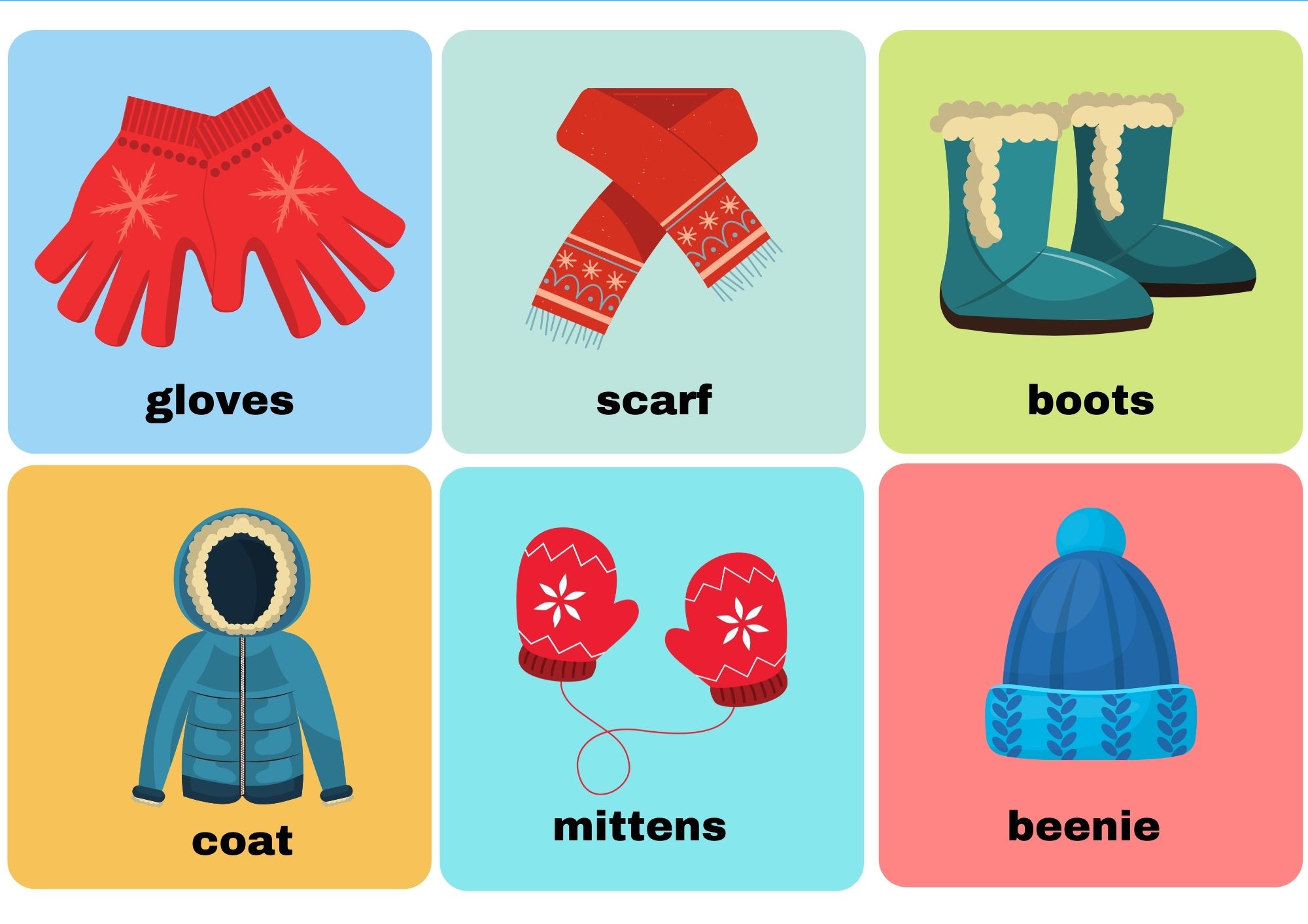 Winter Clothes With Words Flashcards View Online or Free PDF Download - Ezpzlearn.com winter-clothes-with-words-flashcards-view-online-or-free-pdf-download-ezpzlearn-com