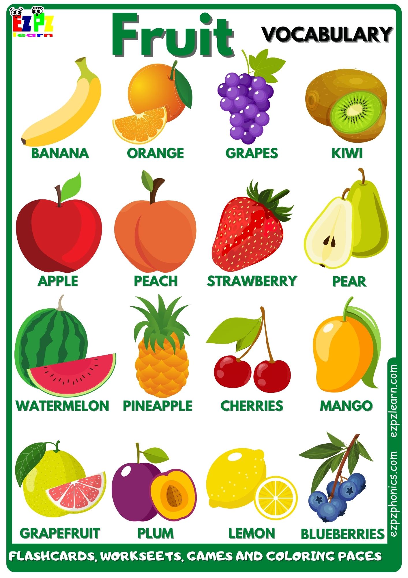 fruit-ezpzlearn-com for Free Printable Fruits Matching Worksheet Fruit - Ezpzlearn.com for Free Printable Fruits Matching Worksheet