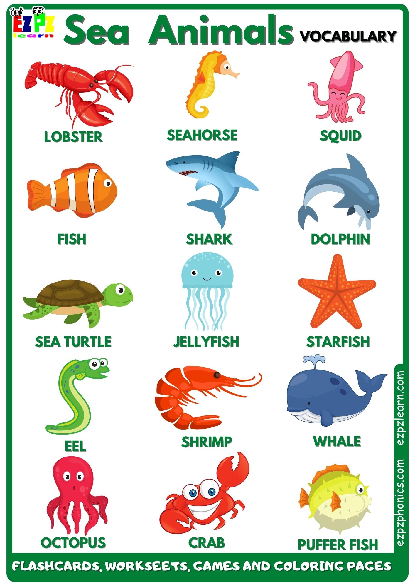 Sea Creatures - Ezpzlearn.com